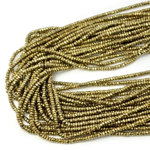 Hematyt pirytowe złoto oponka fasetowana ok. 3x1,8mm