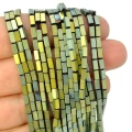 Hematyt niebiesko zielony matowy prostopadłościan ok. 2x4mm