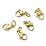 Zapięcie karabińczyk ok 12x7mm [stal szlachetna, kolor złoty PVD] 5szt