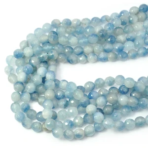 Jadeit niebieski cieniowany kula fasetowana ok. 8mm