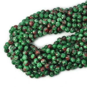 Jadeit zielono czerwony marmurek kula fasetowana ok. 8mm