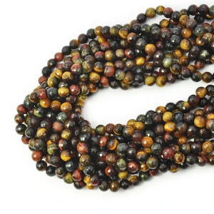 Mix sokole oko, tygrysie oko, bawole oko kula fasetowana ok. 6mm
