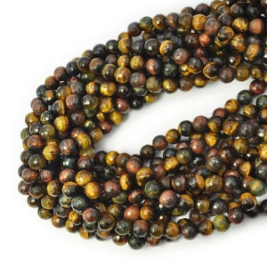 Mix sokole oko, tygrysie oko, bawole oko kula fasetowana ok. 8mm