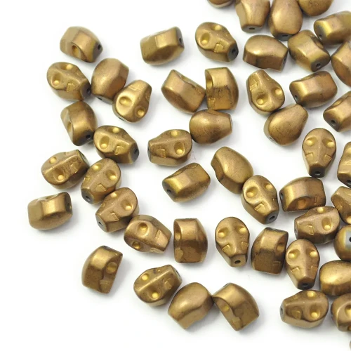 Czaszka matowa miedziana ok. 8x6mm [przekładka hematyt]