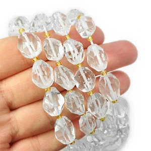 Kryształ górski oliwka nieregularna fasetowana ok. 12-15x10mm