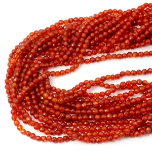 Agat karneol kula fasetowana ok. 4mm