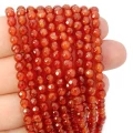 Agat karneol kula fasetowana ok. 4mm