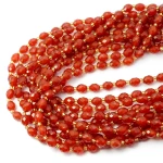 Agat karneol oliwka fasetowana ok. 8x6,5mm