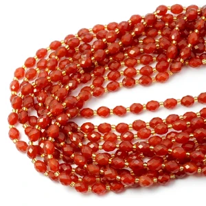 Agat karneol oliwka fasetowana ok. 8x6,5mm