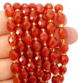 Agat karneol oliwka fasetowana ok. 8x6,5mm