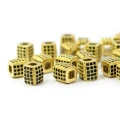 Prostopadłościan złoty z cyrkoniami czarnymi 7x6mm [przekładka, metal]
