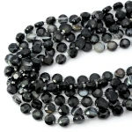 Agat czarny moneta fasetowana ok. 10mm 