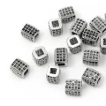 Prostopadłościan srebrny z cyrkoniami czarnymi 7x6mm [przekładka, metal]