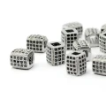 Prostopadłościan srebrny z cyrkoniami czarnymi 7x6mm [przekładka, metal]