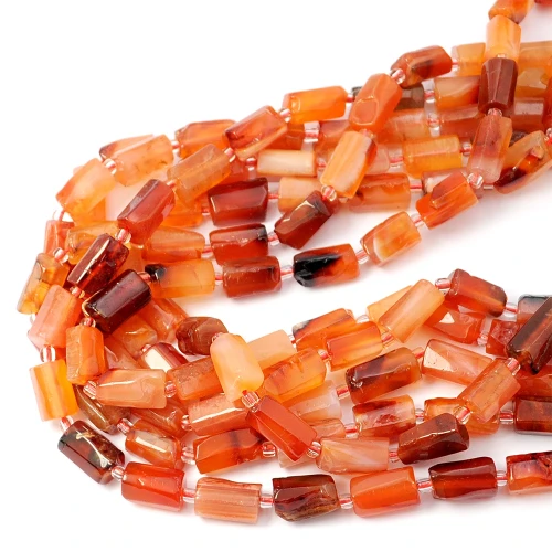 Agat karneol cieniowany walec nieregularny ok. 11-14x6-9mm