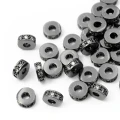 Walec czarny z czarnymi cyrkoniami 7x3mm [przekładka, metal]