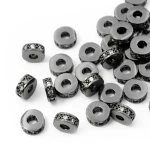 Walec czarny ze srebrnymi cyrkoniami 7x3mm [przekładka, metal]