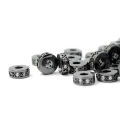 Walec czarny z czarnymi cyrkoniami 7x3mm [przekładka, metal]