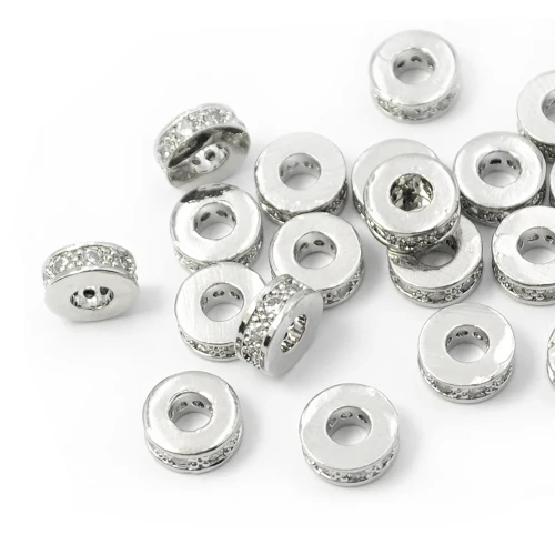 Walec srebrny ze srebrnymi cyrkoniami 7x3mm [przekładka, metal]