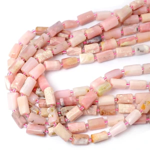 Opal różowy walec nieregularny ok. 10-14x6-8mm