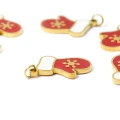 Świąteczna rękawiczka ok. 15x10mm [zawieszka, stal, kolor złoty PVD]