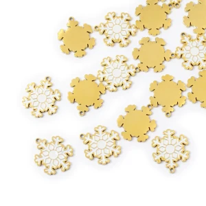 Świąteczna śnieżynka ok. 13x11,5mm [zawieszka, stal, kolor złoty PVD]