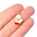 Świąteczna rękawiczka biała ok. 15x10mm [zawieszka, stal, kolor złoty PVD]