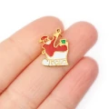 Świąteczne sanie Mikołaja ok. 17x12mm [zawieszka, stal, kolor złoty PVD]