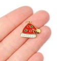 Świąteczna czapka Mikołaja ok. 14x17mm [zawieszka, stal, kolor złoty PVD]