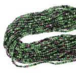 Zoisyt z rubinem moneta fasetowana ok. 4mm