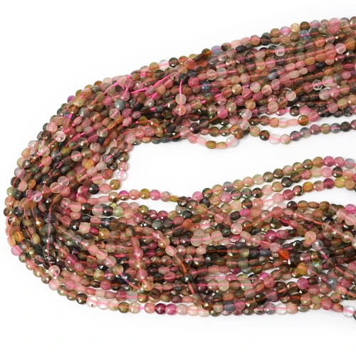 Turmalin wielokolorowy moneta fasetowana ok. 3,8mm