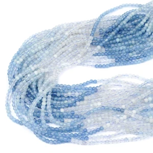 Akwamaryn błękitny układany kula gładka ok. 3mm
