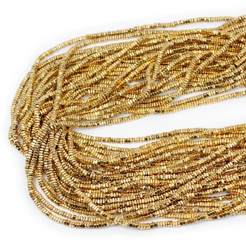 Hematyt miodowe złoto heishi ok. 2x1mm [obłe rogi]