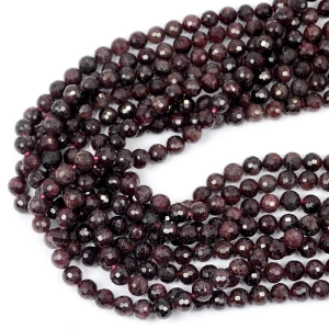 Granat kula drobno fasetowana ok. 6,5mm
