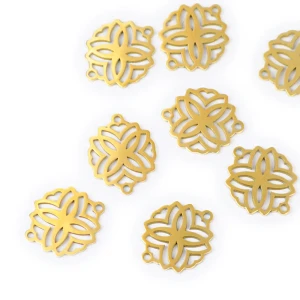 Rozeta 2 mała ok. 12x11mm [łącznik, stal PVD, kolor złoty]
