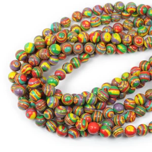 Zebra kamień syntetyczny wielokolorowy kula gładka ok. 8mm