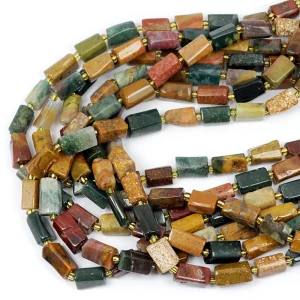 Jaspis oceaniczny walec szlifowany ok. 11-14x6-8mm