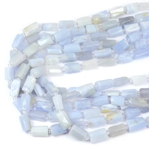 Chalcedon błękitny walec nieregularny ok. 10-15x6-9mm