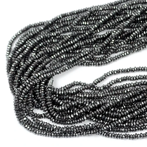 Hematyt grafitowy oponka fasetowana ok. 3x1,5mm