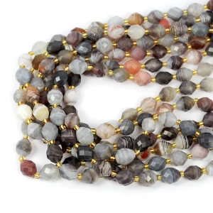 Agat botswana oliwka fasetowana ok. 10x8mm