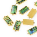Prostokąt z masą perłową wielokolorową ok. 19,5x8,5mm [łącznik, stal, kolor złoty PVD]