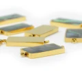 Prostokąt z masą perłową wielokolorową ok. 19,5x8,5mm [łącznik, stal, kolor złoty PVD]