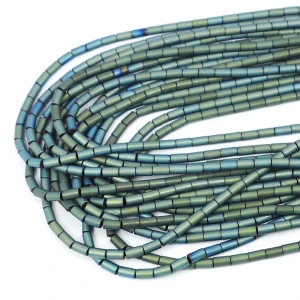 Hematyt niebiesko zielony matowy walec ok. 3x5mm