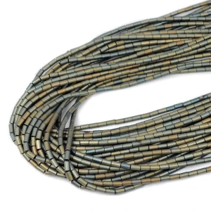 Hematyt zielono złoty matowy walec ok. 3x5mm 