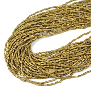 Hematyt złoty prostopadłościan matowy ok. 2x4mm [obłe rogi ]