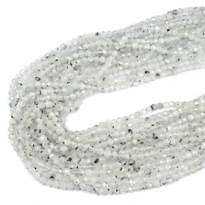 Kamień księżycowy łaciaty kula fasetowana diamentowy szlif ok. 4mm 
