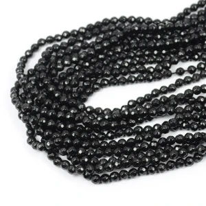 Obsydian czarny kula fasetowana ok. 4,5mm