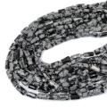 Obsydian śnieżny walec szlifowany nieregularny ok. 9-14 x 6-7mm