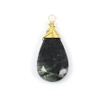 Kwarc z turmalinem brioletka w oprawie srebrnej pozłacanej ok. 26x11mm
