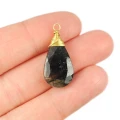 Kwarc z turmalinem brioletka w oprawie srebrnej pozłacanej ok. 26x11mm